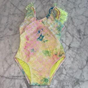 Shade Critters Watercolor Eyelet Fringe Back Girls One Piece Swimsuit 6-12 m